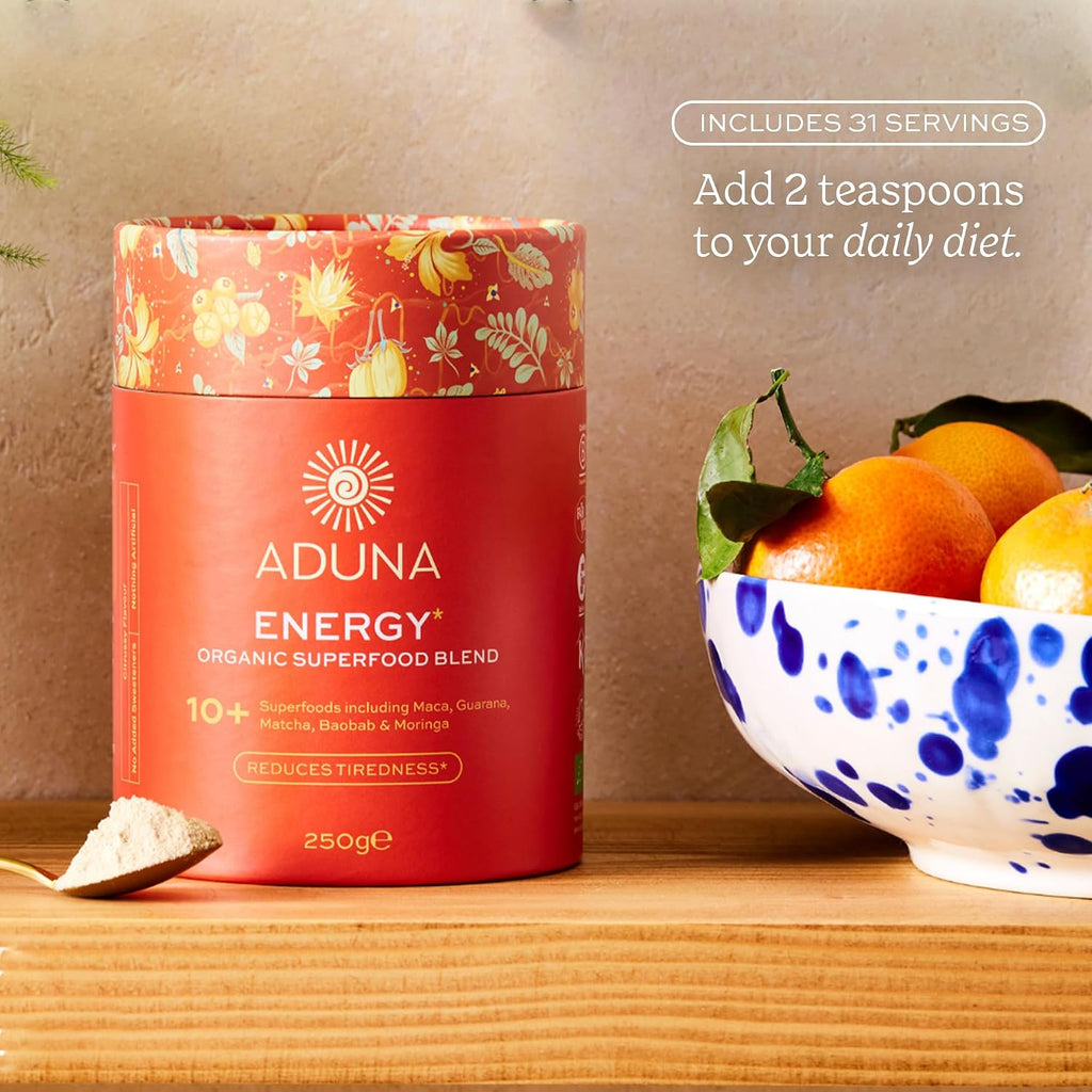 Aduna Organic Energy Superfood Blend - Mezcla de superalimentos orgánicos, 250 g