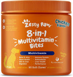 Zesty Paws Multivitamínico para perros - Masticables con omega 3, glucosamina y probióticos - Sabor a pollo - 90 unidades
