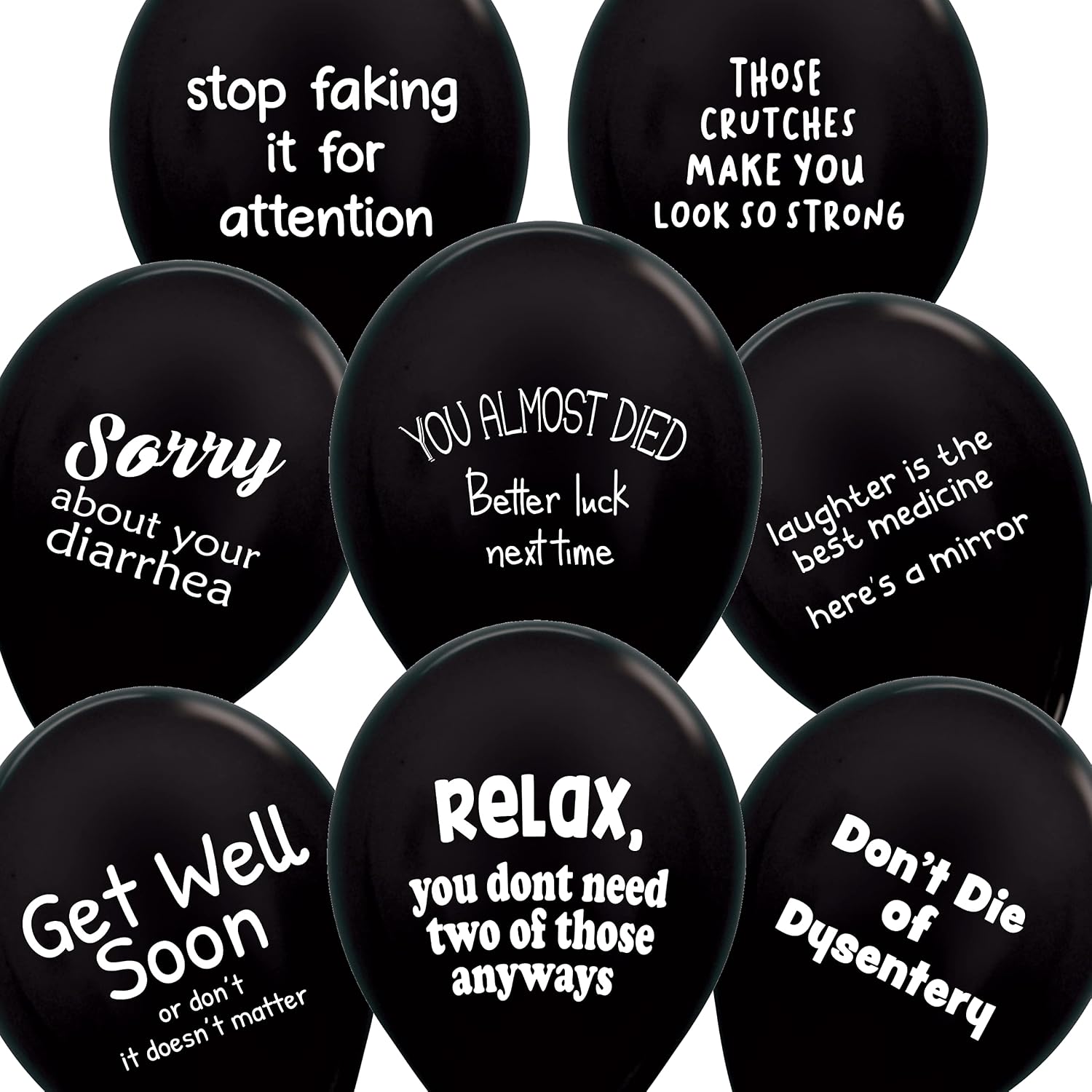 ROFLmart Sickloons Globos Divertidos Get Well Soon - Negro
