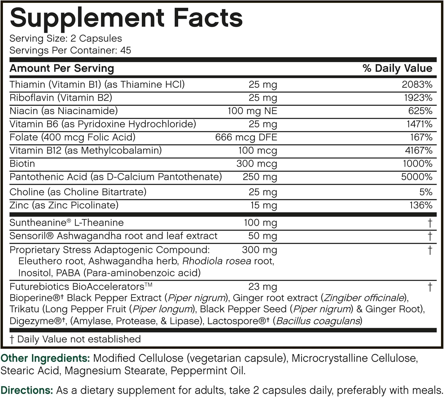 Futurebiotics StressAssist Complexo Anti-Estrés con L-teanina, Ashwagandha y Rhodiola - 90 Cápsulas Vegetarianas