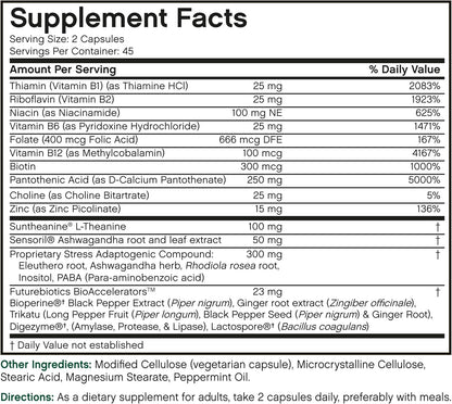 Futurebiotics StressAssist Complexo Anti-Estrés con L-teanina, Ashwagandha y Rhodiola - 90 Cápsulas Vegetarianas – Image 9
