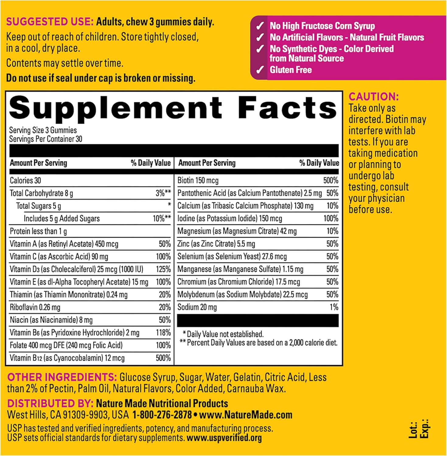 Nature Made Advanced Multivitamínico en Gominolas para Mujeres con Citrato de Magnesio, Calcio y Vitaminas B - 90 Gominolas, 30 Días