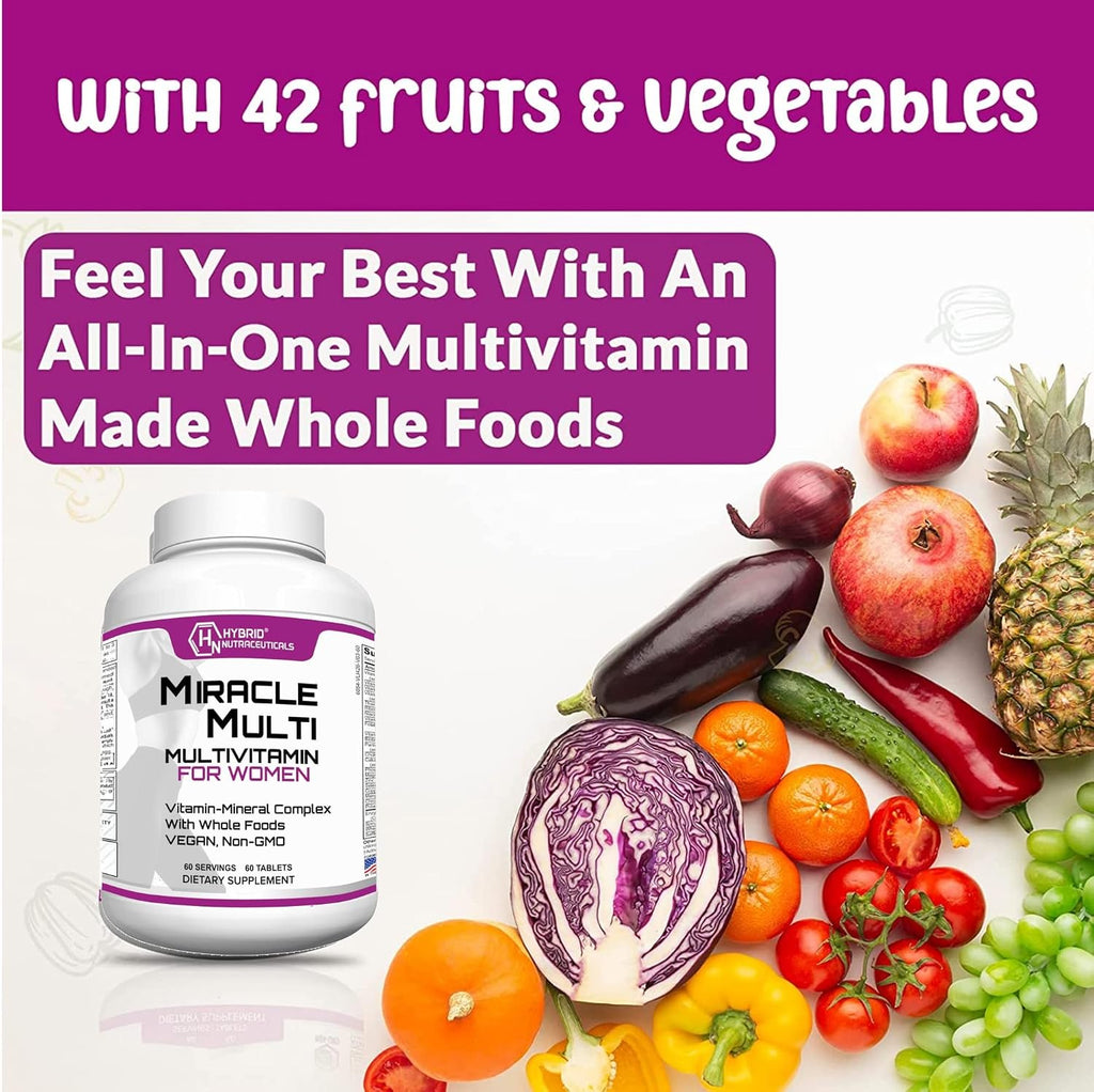MiracleMulti Women Multivitamin - Multivitamínico para Mujeres con Probióticos y Biotina (60 comprimidos)