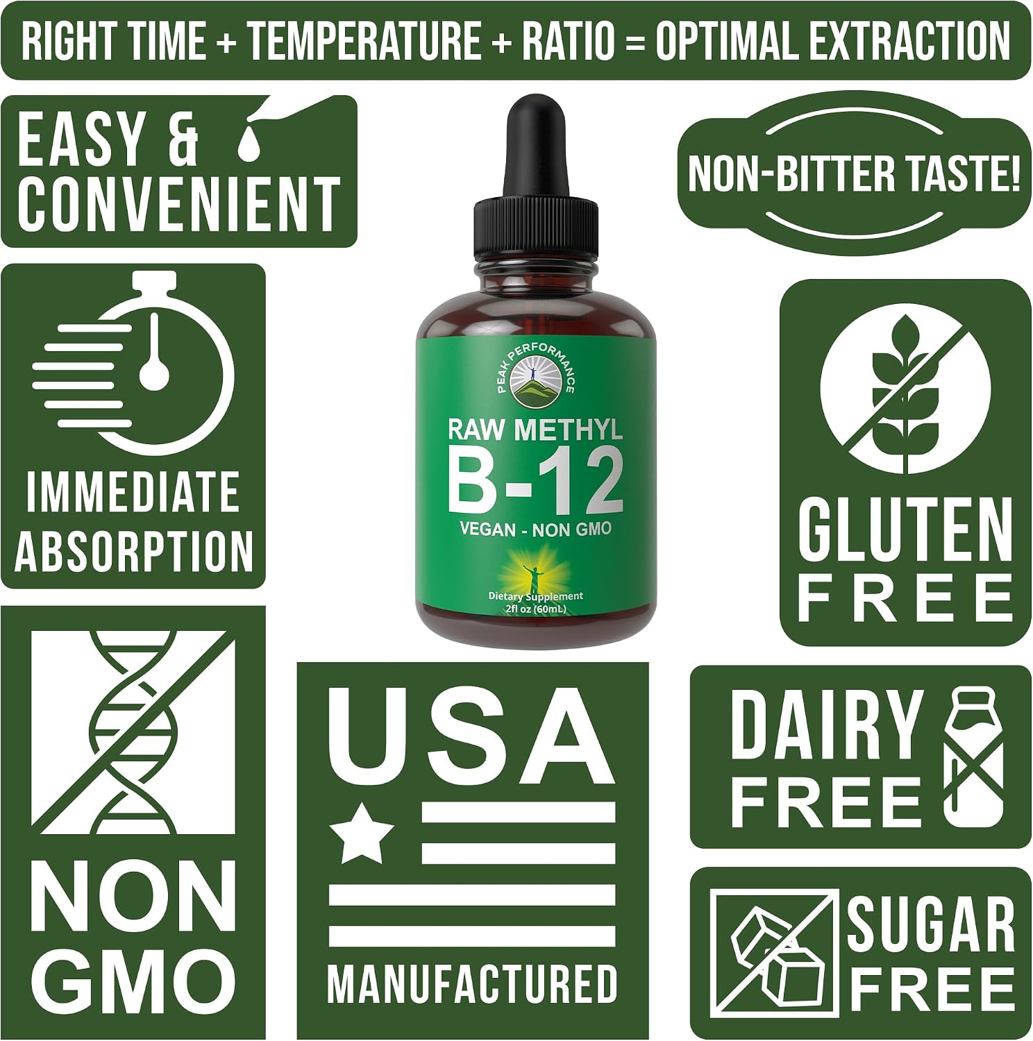 Raw Methyl B12 Liquid Drops - Gotas Sublinguales de Metilcobalamina - Suplemento Líquido Vegano de Vitamina B12 de Alta Biodisponibilidad