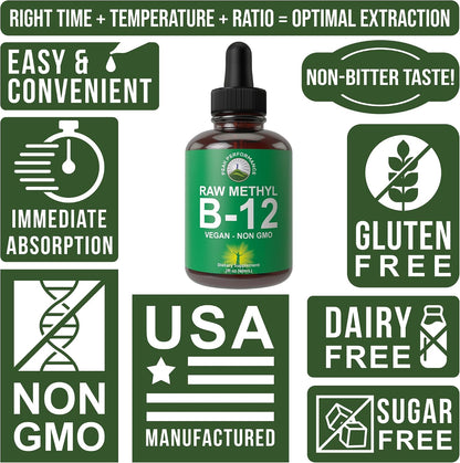 Raw Methyl B12 Liquid Drops - Gotas – Personas mayores de 50 años: Con la edad, la capacidad de absorber la B12 de – Image 7