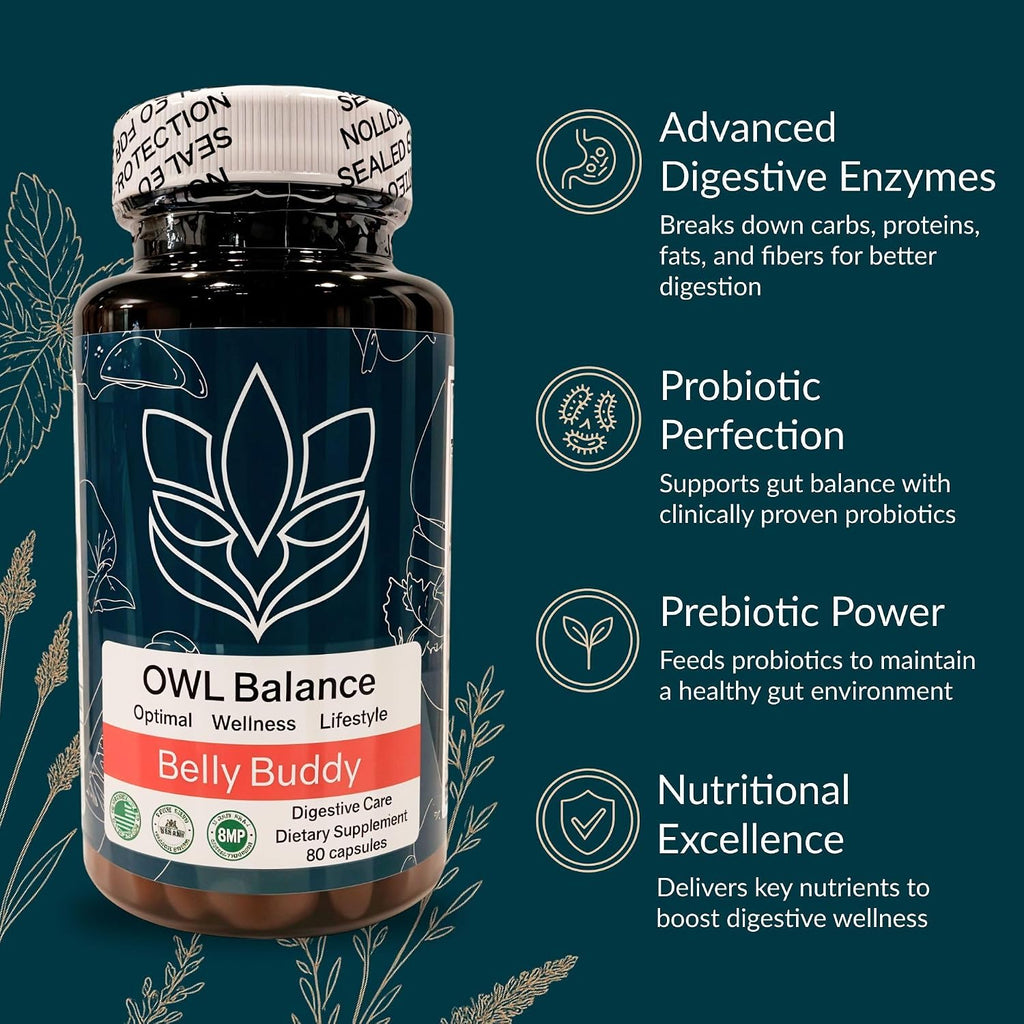 Belly Buddy Advanced Gut Health Support - Probióticos, Prebióticos y Enzimas Digestivas