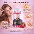 Biotic's Gain Biotin Gummies, 10000 mcg, Apoyo para Cabello, Piel y Uñas, con Vitaminas A C D E B6 B12 y Zinc, Vegano, Sin Azúcar, 120 Gominolas