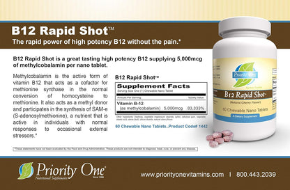 Priority One Vitamins B12 Rapid Shot 60 – Funcionamiento normal del sistema inmunitario: Apoya las defensas del – Image 5