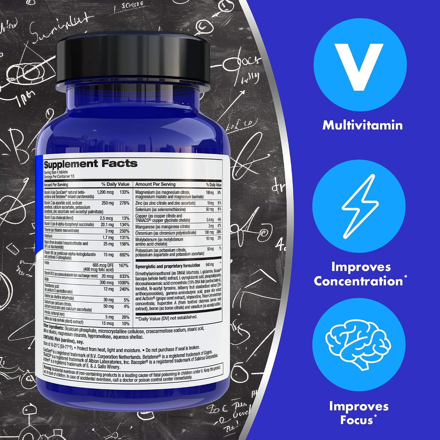 Focus Factor Nutrition for the Brain - Multivitamin Supplement for Memory and Focus, 60 Tablets