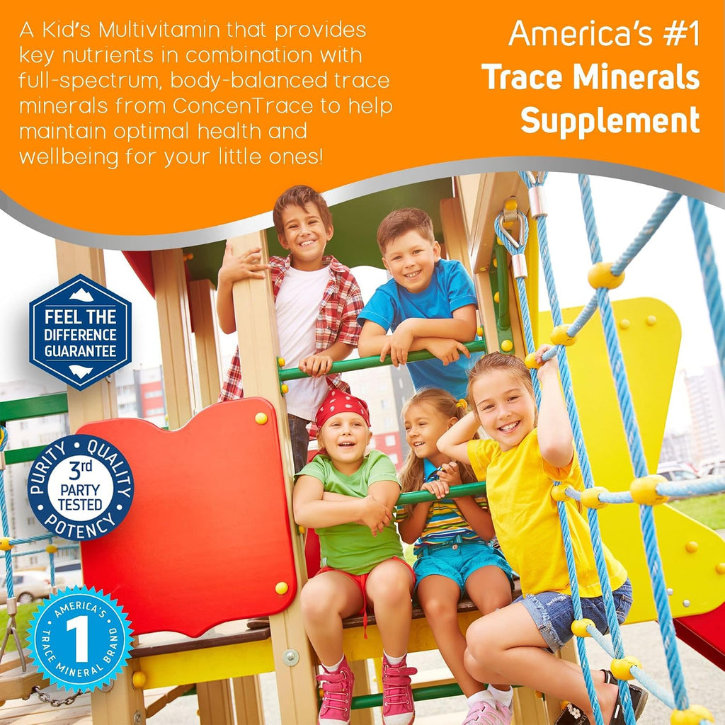 Trace Minerals Kid's Multi - Suplemento Multivitamínico Líquido para Niños - Apoyo Inmunológico y Óseo - Sabor Punch Cítrico, 237 ml