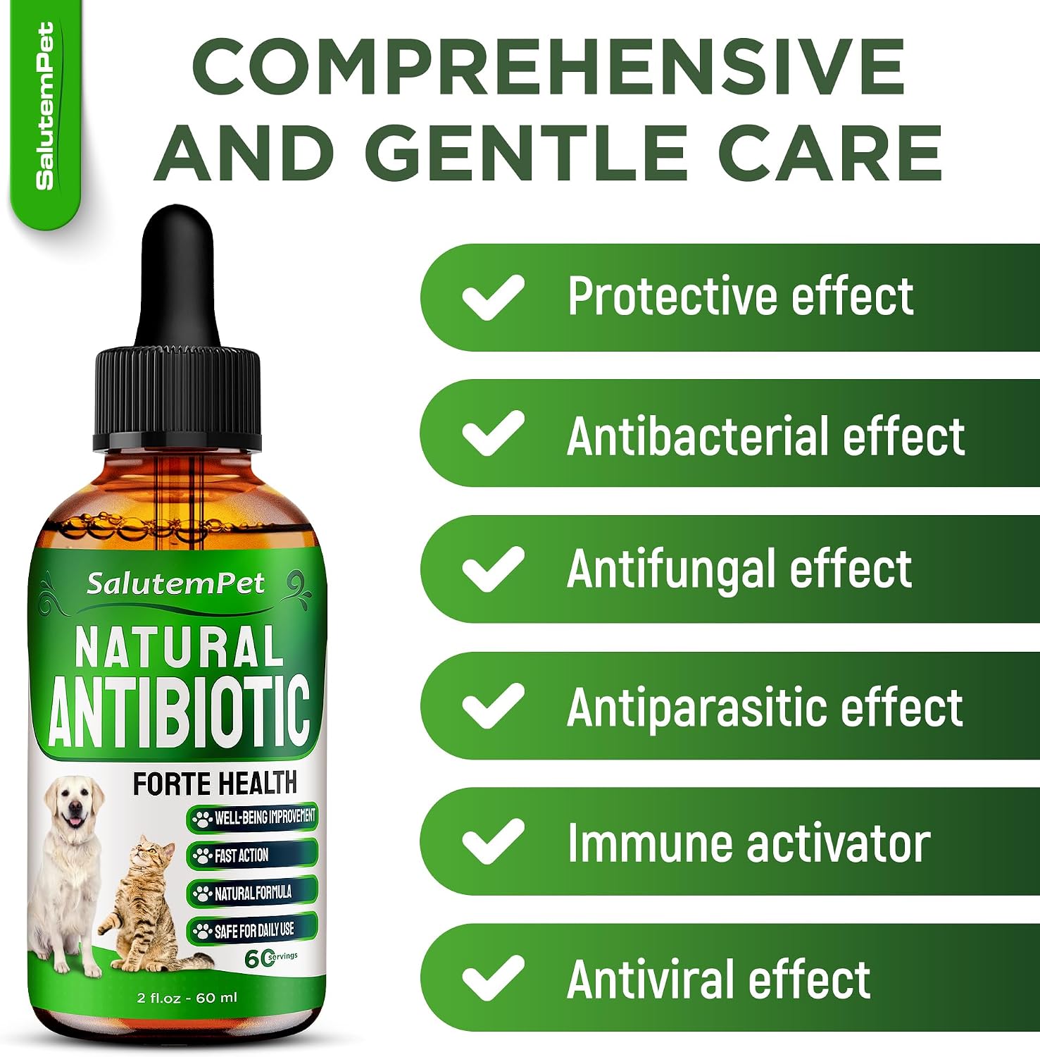 Complemento Herbal Natural de Aceite de Orégano para Perros y Gatos - Apoyo para Alergias, Infecciones Urinarias y Sistema Inmunológico | 2 oz