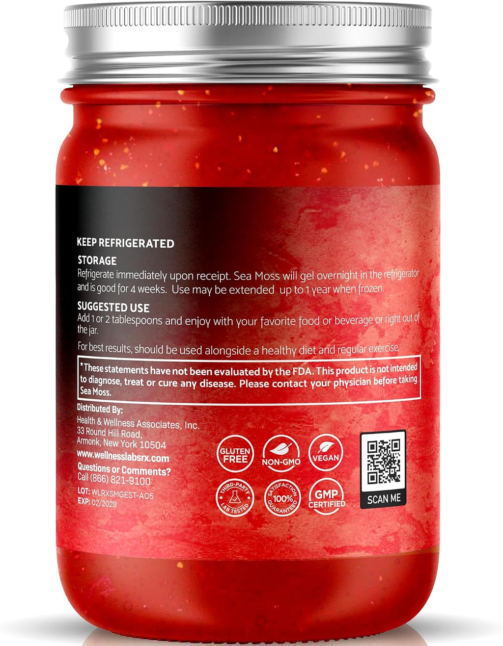Gel de Sea Moss Silvestre con Sabor a Fresa - Superalimento Rico en Vitaminas y Minerales - Apoyo Inmunitario y Digestivo - 283 g