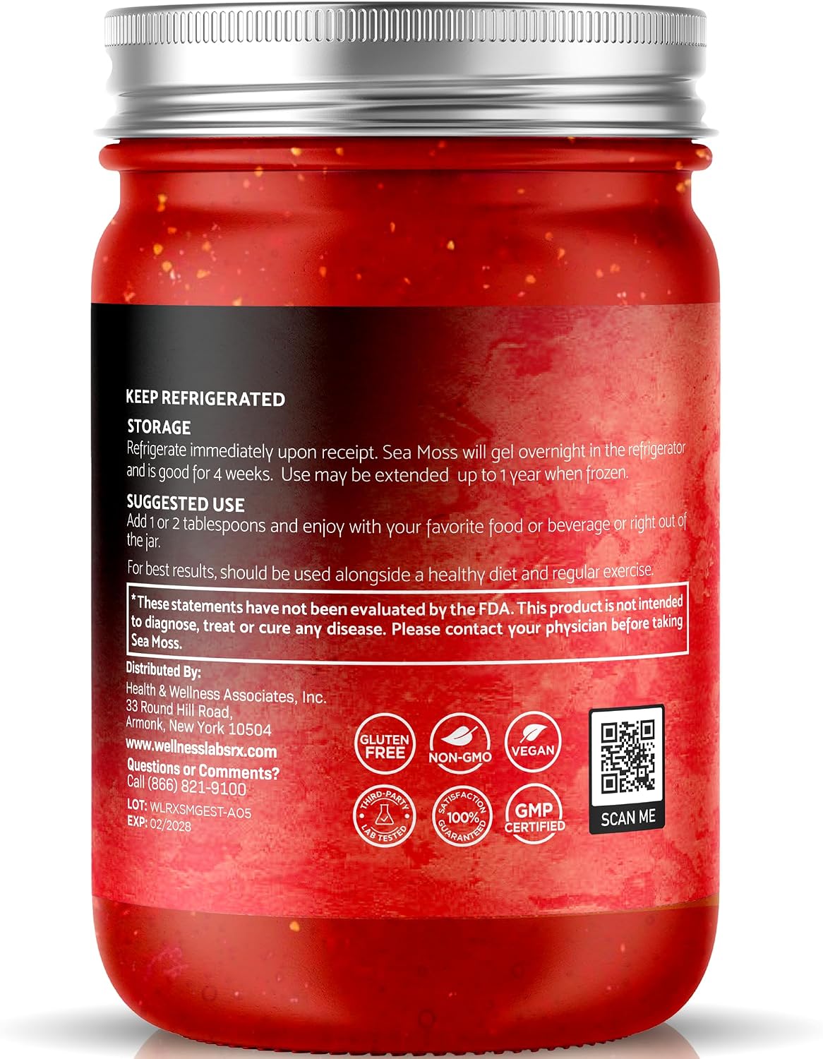 Gel de Sea Moss Silvestre con Sabor a Fresa - Superalimento Rico en Vitaminas y Minerales - Apoyo Inmunitario y Digestivo - 283 g