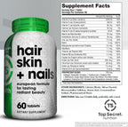 Top Secret Nutrition Cabello Piel + Uñas | 29 Vitaminas, Minerales y Fitonutrientes | Complejo de Colágeno, Biotina y Hesperidina | 60 Comprimidos