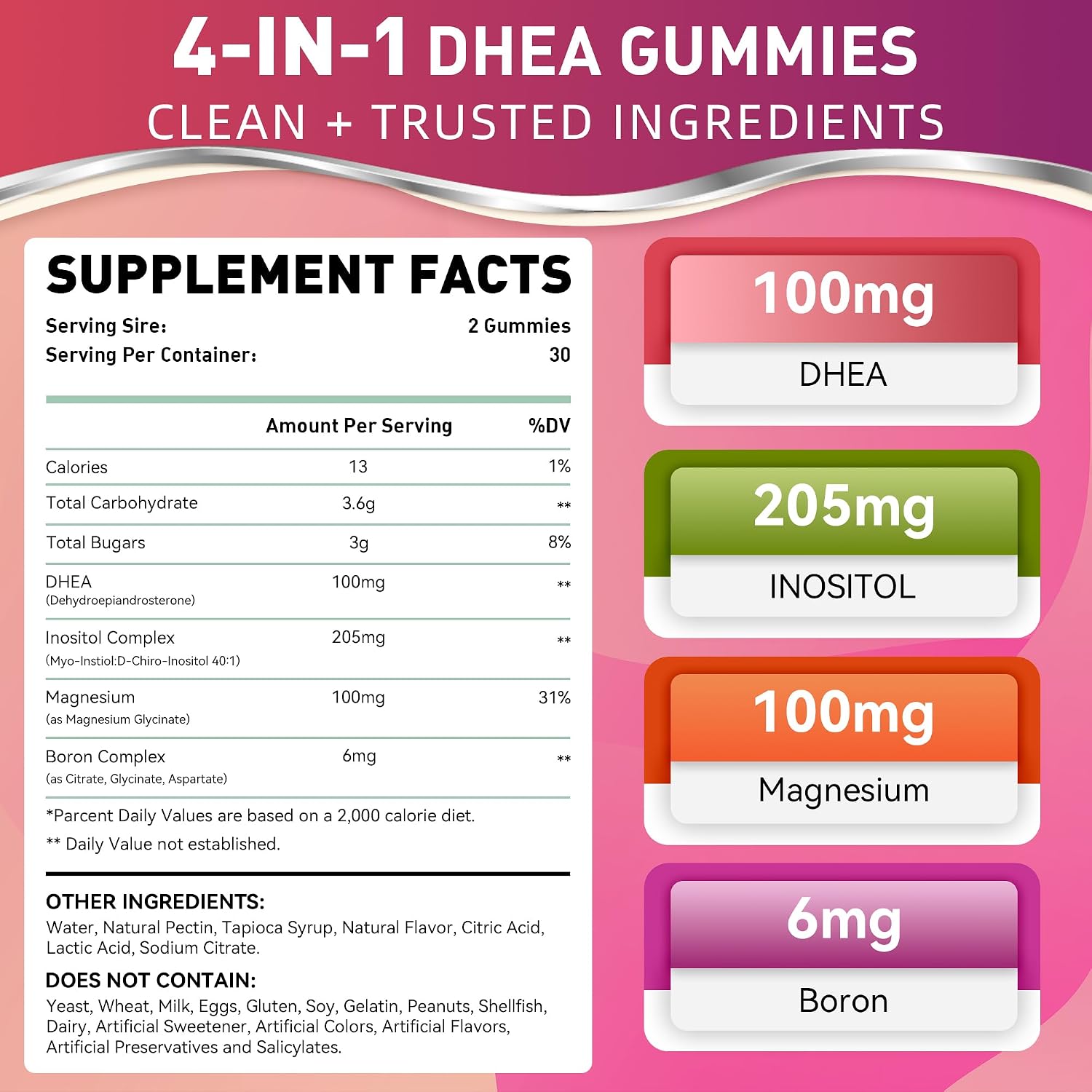 NIUTRLUXE DHEA Gummies - Suplemento de DHEA para Mujer con Boro, Inositol y Magnesio - 60 Gominolas