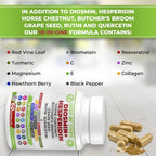 Dash of Vigor 18-en-1 Suplemento de Diosmina y Hesperidina con Quercetina, Bromelina, Zinc, Vitamina C, Rutina, Castaño de Indias y Escoba de Carnicero, 60 Cápsulas