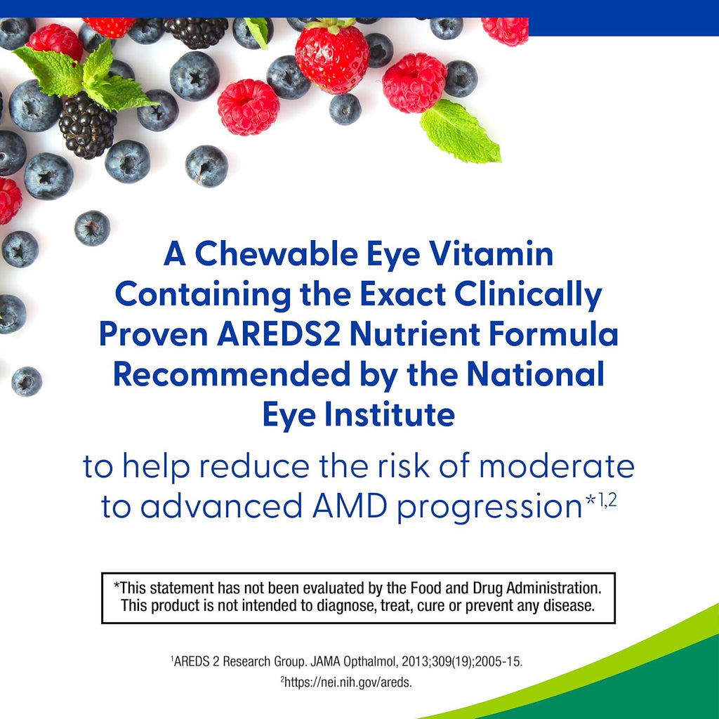 PreserVision AREDS 2 Vitaminas para los Ojos - Comprimidos Masticables Sabor Arándano - 70 unidades