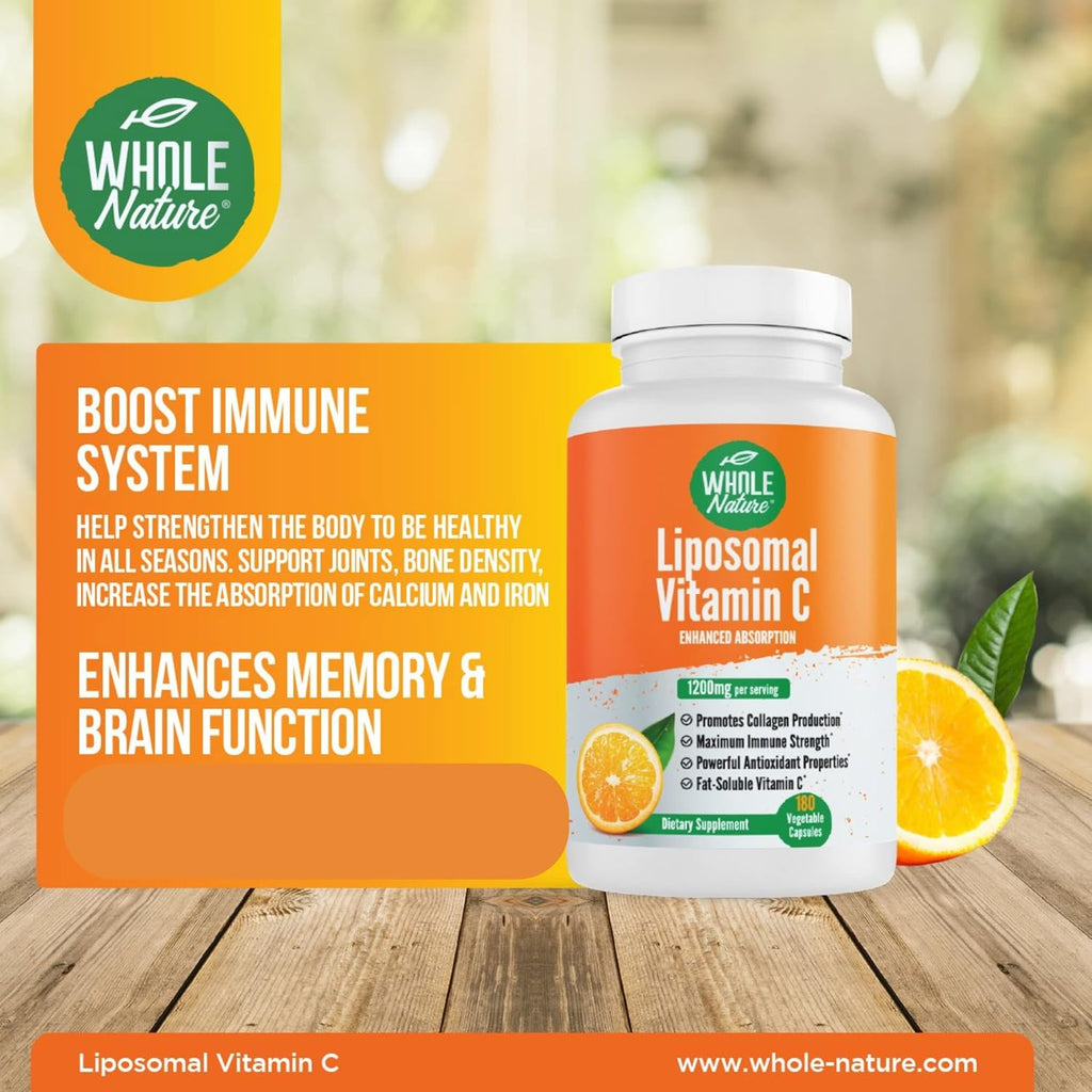 Vitamina C Liposomal 1200 mg - 180 Cápsulas Veganas de Alta Absorción