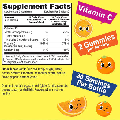 WellYeah Kids Vitamin C Gummies (250mg) - 60 – Huesos y dientes: Contribuye a la formación normal de colágeno para – Image 2