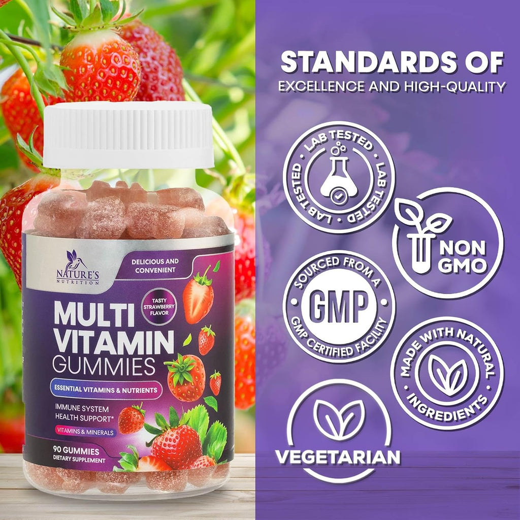 Multivitamínico en Gominolas para Adultos - Vitaminas A, C, D, B12 y Zinc - 90 Gominolas