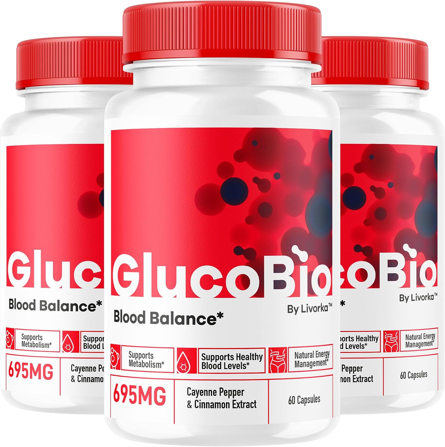 (3 Paquetes) GlucoBio Cápsulas - Fórmula Avanzada Oficial de Gluco Bio - Píldoras de Apoyo Máximo, Suplemento Natural de Gluco Bio para la Salud y el Bienestar General, 180 Cápsulas para 3 Meses