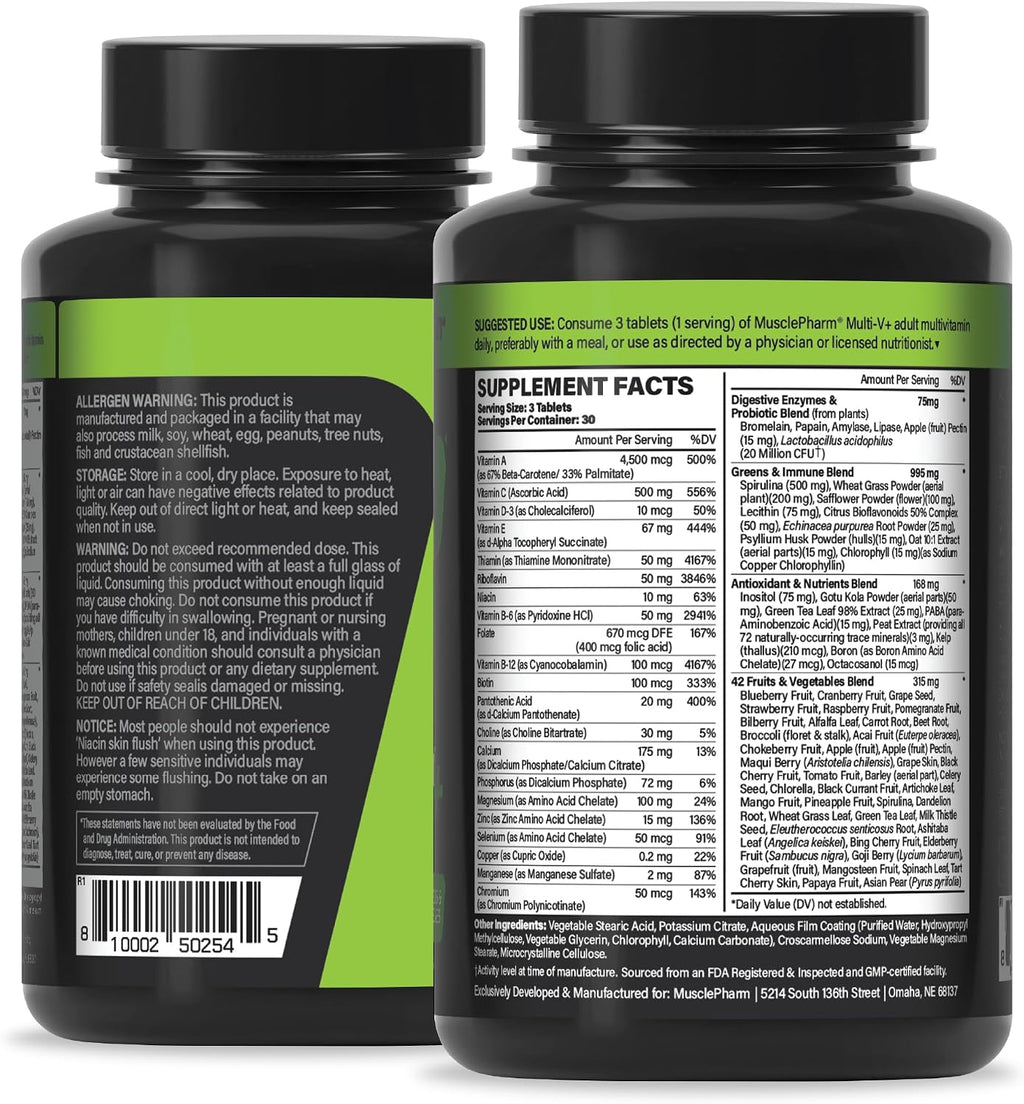 Muscle Pharm Essentials Multi-V+ - Multivitamínico para Deportistas, 90 Comprimidos