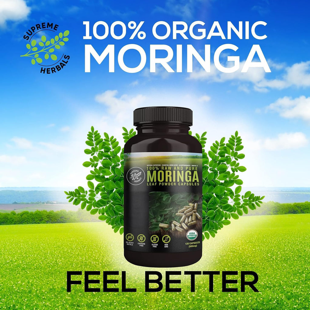 Cápsulas de Moringa en Polvo 100% Pura y Ecológica - 120 Cápsulas de 500 mg