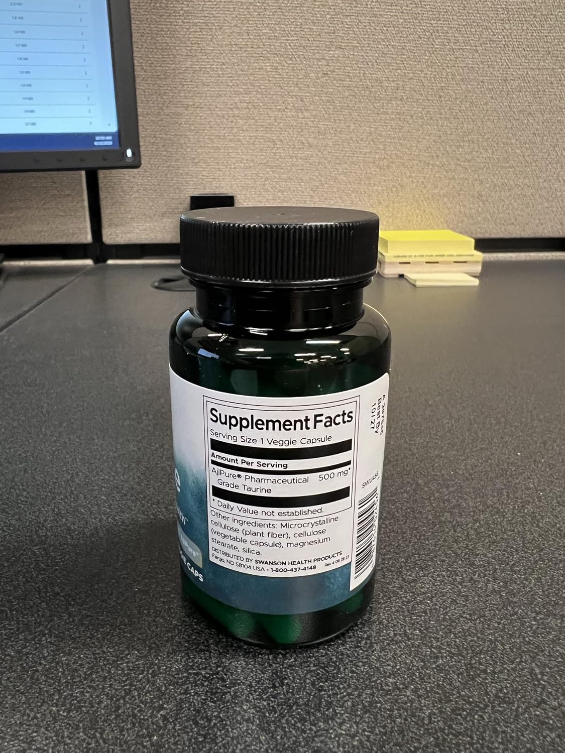 Swanson Aminoácido Ajipure Taurina Grado Farmacéutico 500 mg 60 Cápsulas Veganas