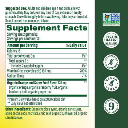 MegaFood C Defense - Gomitas de vitamina C con alimentos reales, sabor cítrico, 70 uds. – Image 3