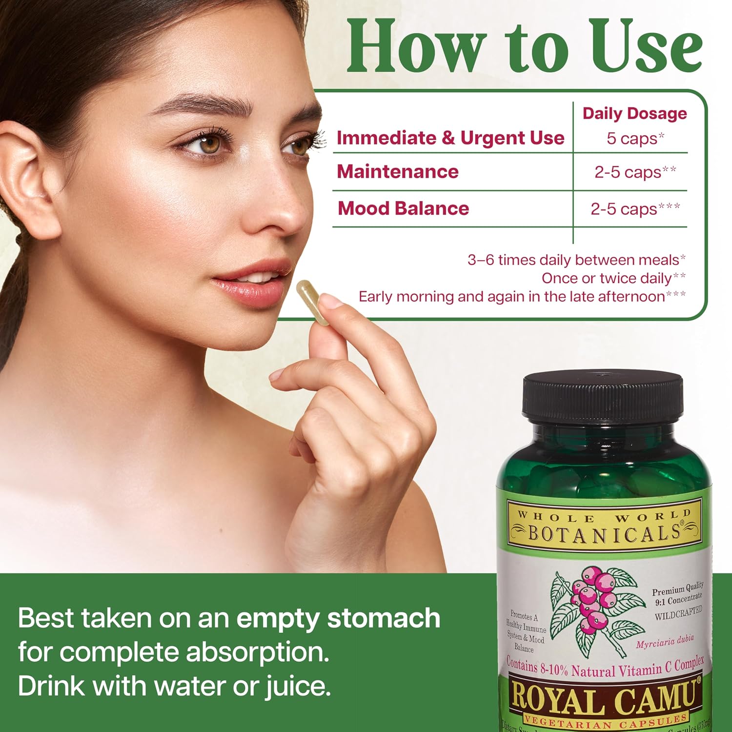 Whole World BOTANICALS Royal Camu, 140 Cápsulas
