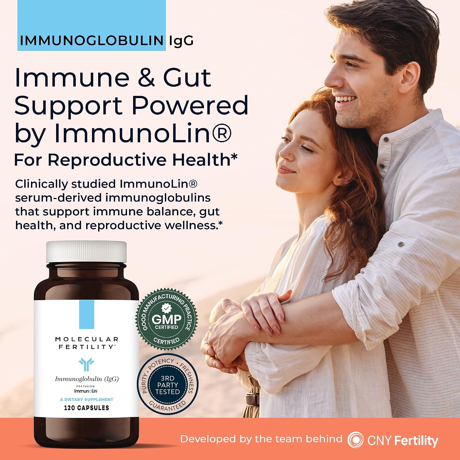 Molecular Fertility Immunoglobulin IgG - Suplemento de Inmunoglobulinas sin Lácteos para Hombres y Mujeres - 60 Dosis