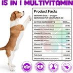 Gotas Multivitamínicas 15 en 1 para Perros | Glucosamina, MSM y Omega