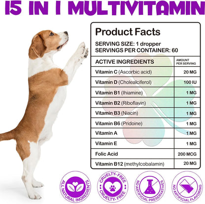 15-en-1 Multivitamínico Líquido para Perros con Glucosamina, MSM y Omega
