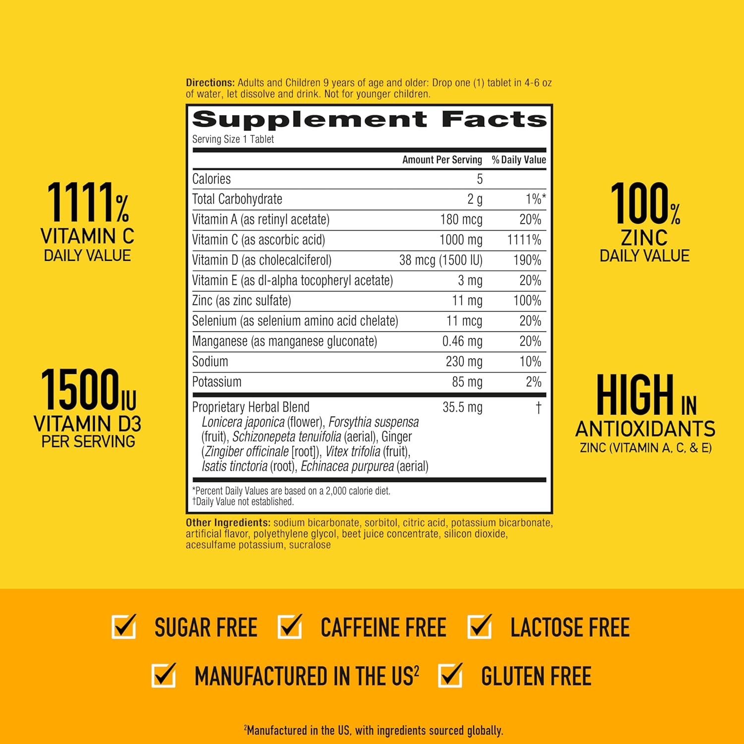Airborne Very Berry Comprimidos Efervescentes de Vitamina C 1000mg, 36 unidades