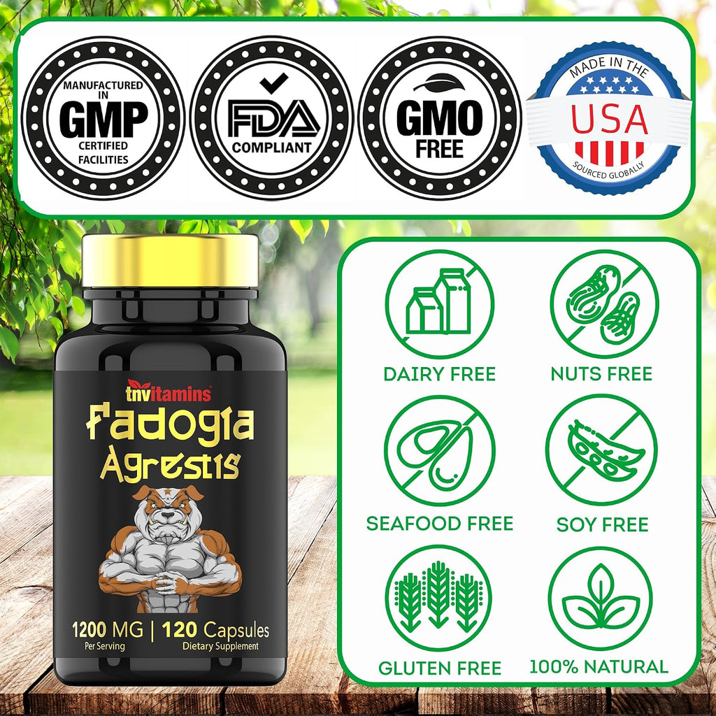 Fadogia Agrestis 1200 mg - 120 Cápsulas | Extracto Ultra Potente para Hombres