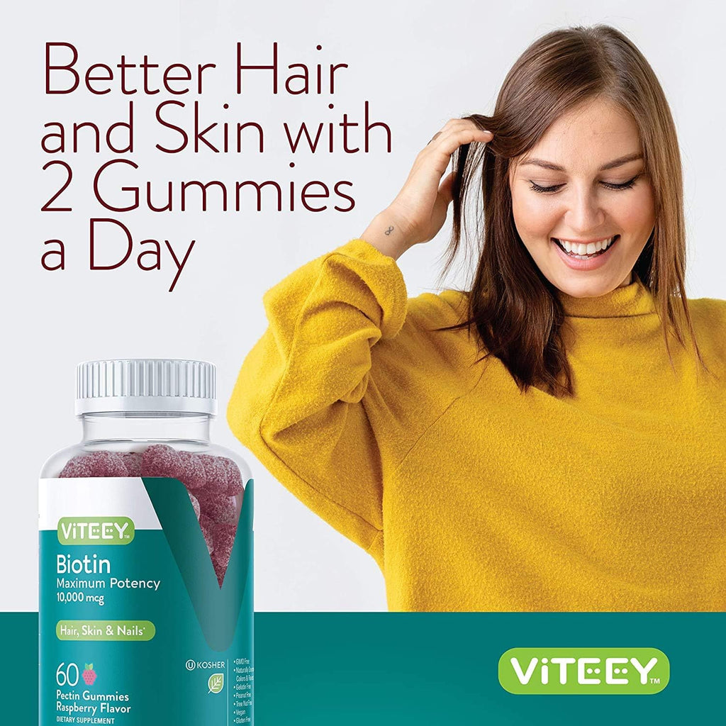 Viteey Biotin Gummies - 10.000 mcg - 60 Gominolas
