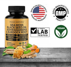 PRIME NATURAL Sea Moss 300mg Aceite de Semilla Negra 200mg Ashwagandha 100mg Cúrcuma Bladderwrack Bardana Miel de Manuka Diente de León Vinagre de Sidra de Manzana - 120 Cápsulas | 60 Días de Suministro | Vegano