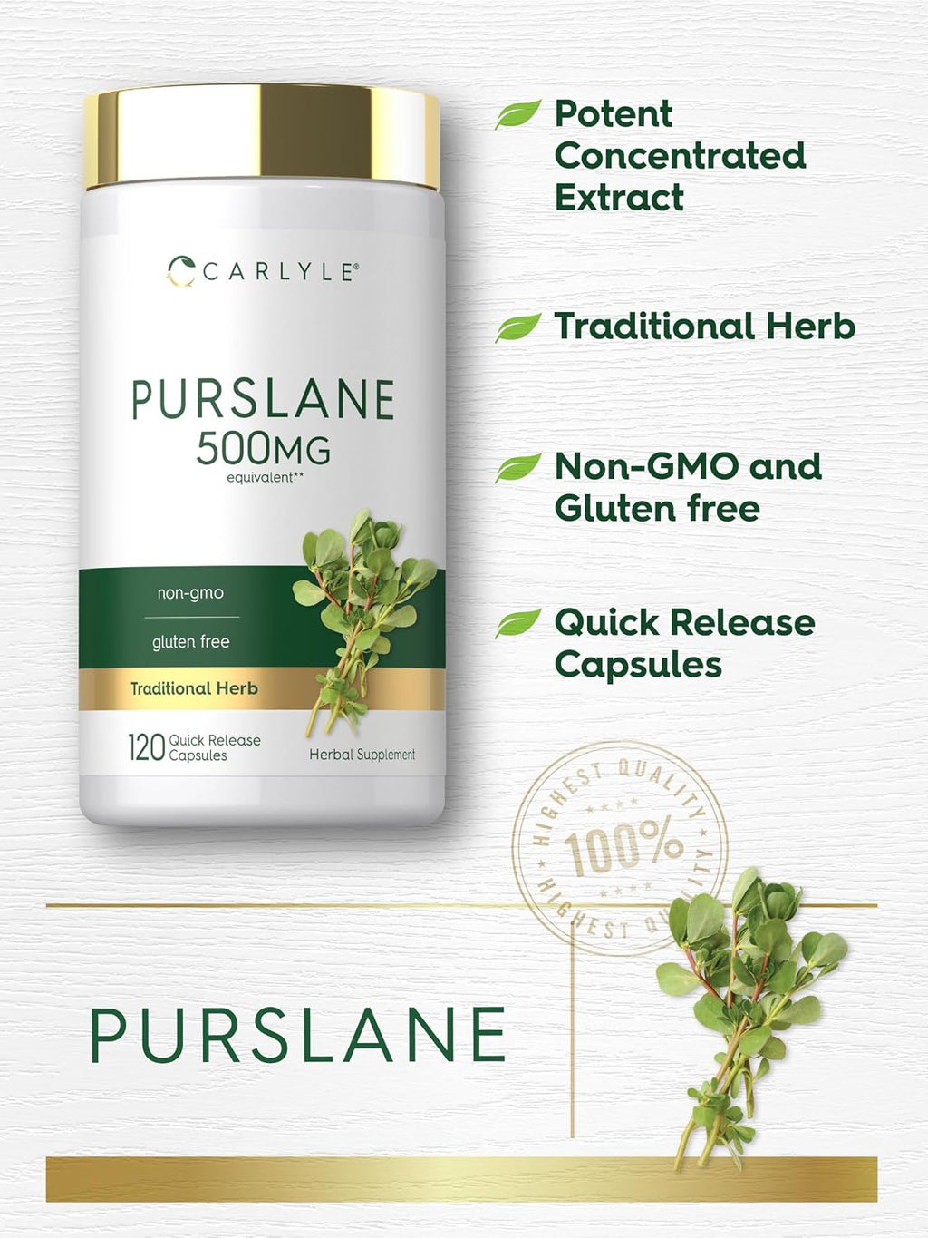Carlyle Cápsulas de Verdolaga (Purslane) – 120 Cápsulas