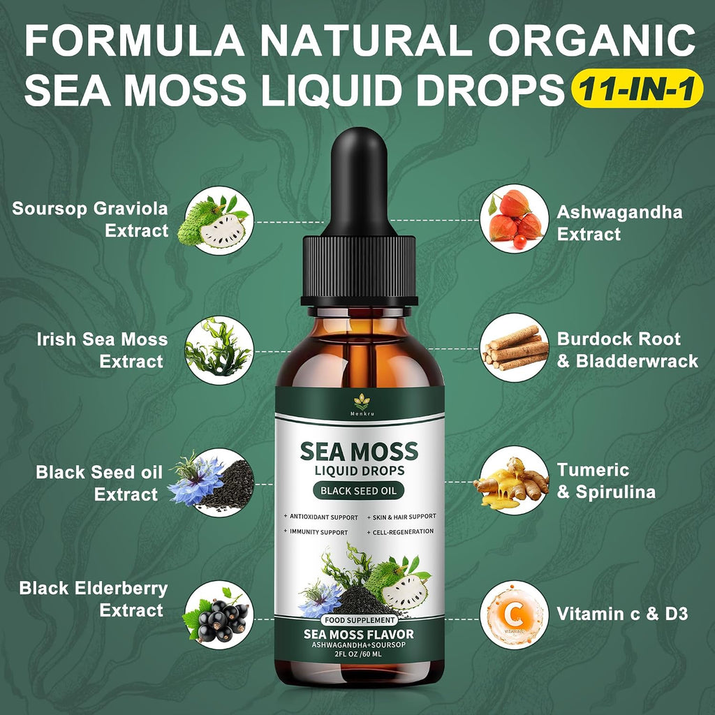 Menkru Irish Sea Moss Drops – Complemento Multimineral Orgánico 59 ml