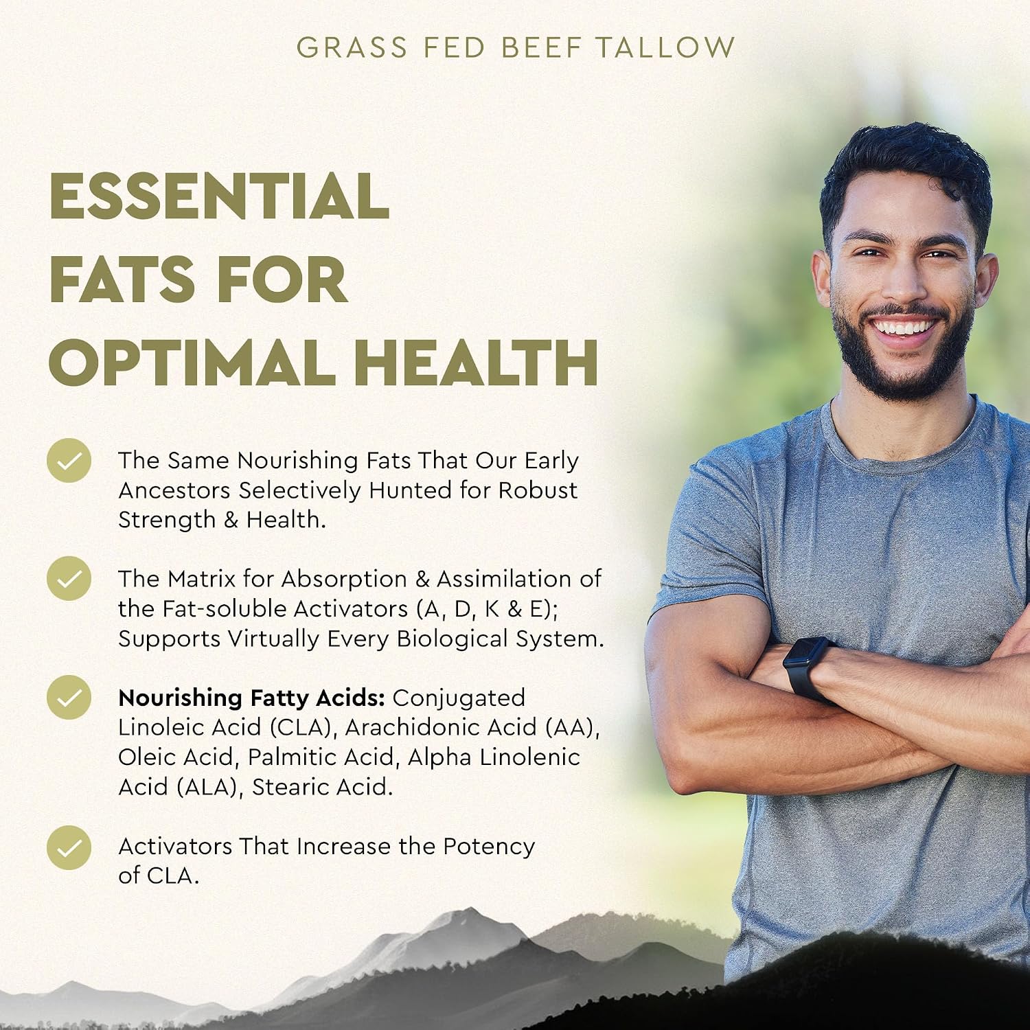 Ancestral Supplements Cápsulas de Sebo de Res Grass Fed, 3000 mg, 180 Cápsulas