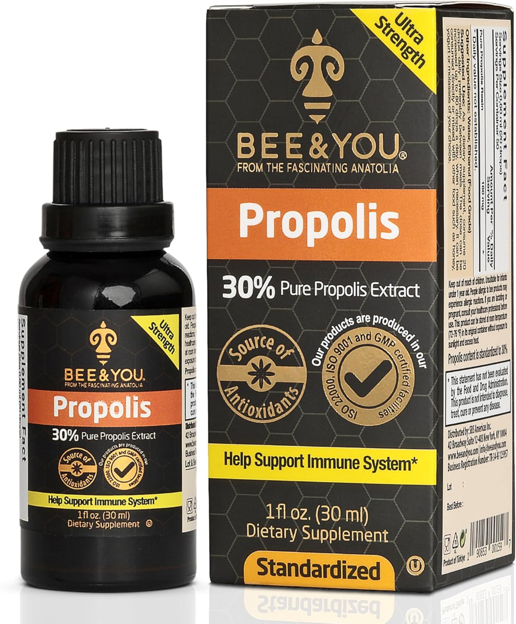 BEE & YOU Extracto Líquido de Propóleo en Gotas, 30% Propóleo, Ultra Puro, 30 ml