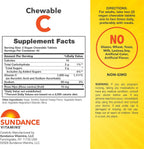 Sundance Vitamina C 1000 mg Masticable – 90 Comprimidos Sabor Naranja Natural – Vegano, No Transgénico, Sin Gluten