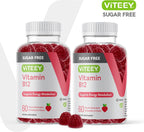 Viteey Gominolas de Vitamina B12 1000mcg sin Azúcar, Sabor Fresa, 120 Gominolas