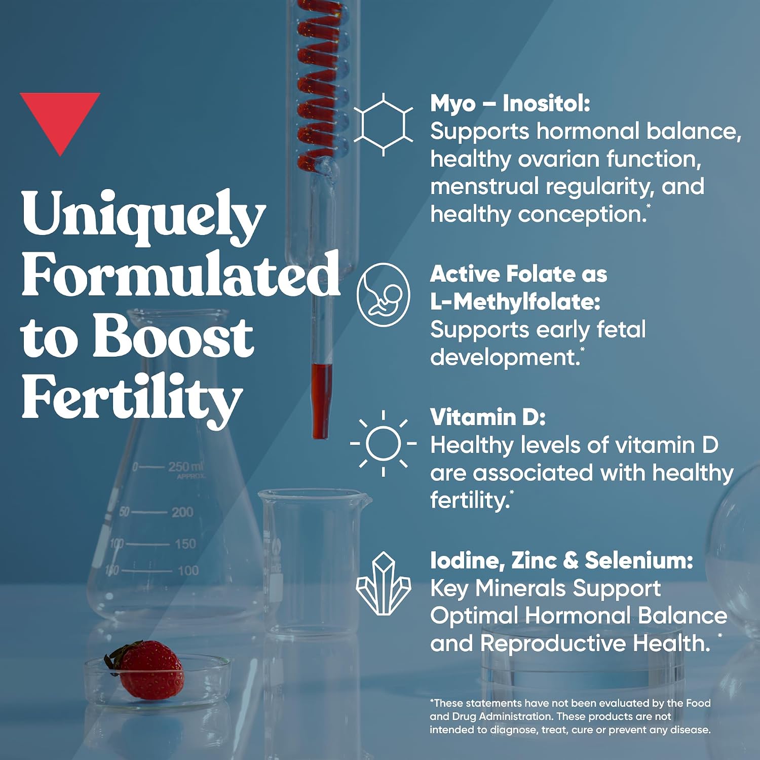 Conception for Her Fertility Gummies - Gominolas de Fertilidad para Mujer con Myo Inositol y Folato, 75 gominolas