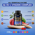 Multivitamínico para Hombres 46-en-1 - Complejo B con Alimentos Integrales y Enzimas - 90 Cápsulas