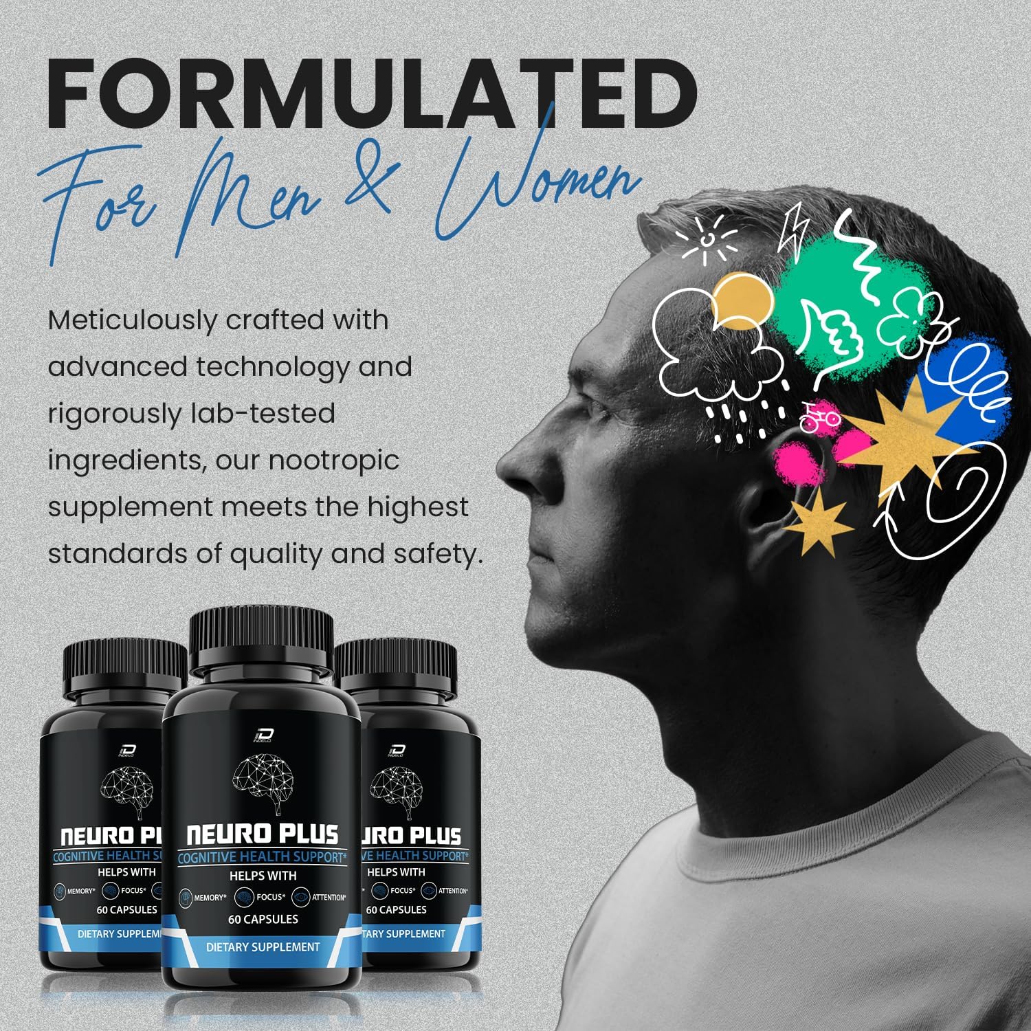 Neuro Plus Brain Supplement - Suplemento para la Memoria y Concentración con PQQ (180 Cápsulas)