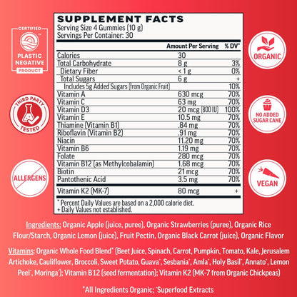 Llama Naturals Multivitamínico Vegano – Vitamina C : contribuye a la protección de las células frente al daño – Image 2