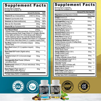 Vitamax Pure Himalayan Shilajit con Sea Moss, Ashwagandha, Bladderwrack y Ginkgo Biloba - Cápsulas Veganas – Image 6