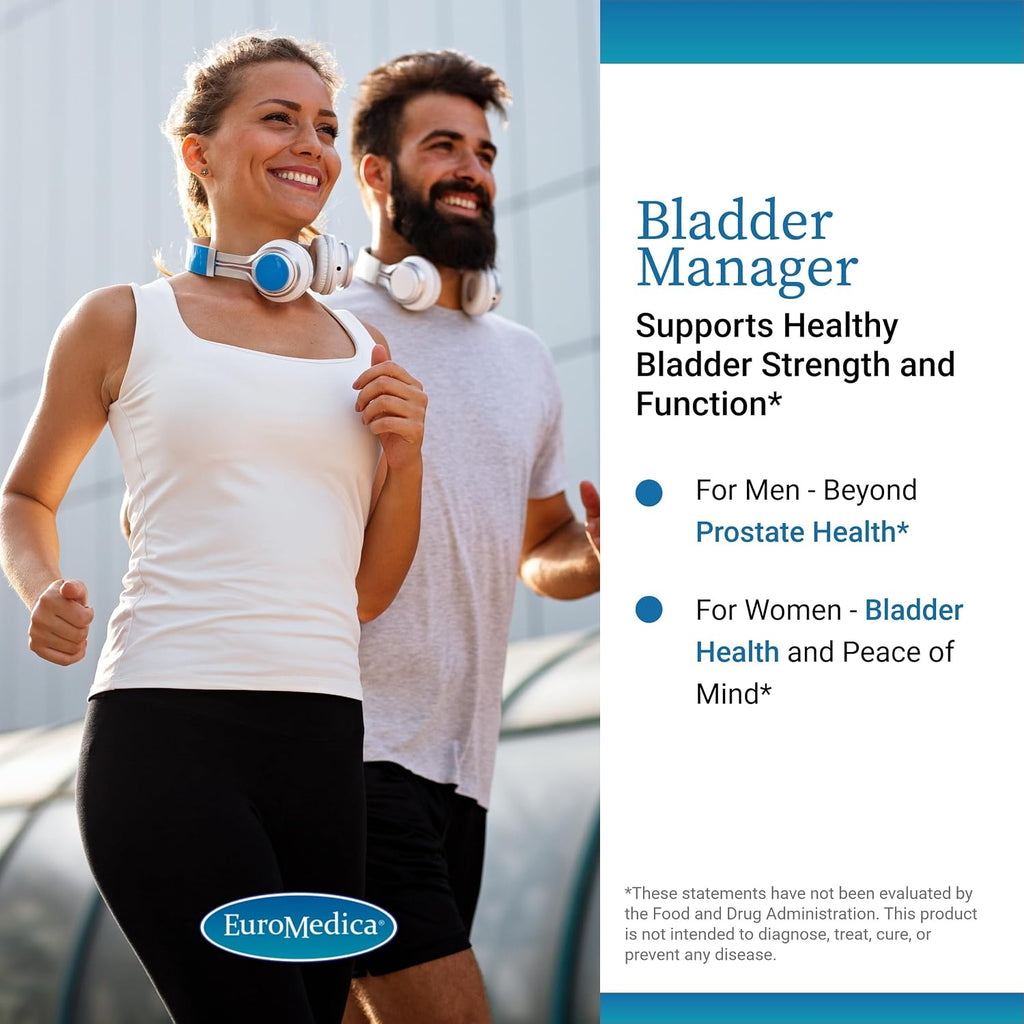 Euromedica Bladder Manager - 30 Capsules - Clinically Studied Herbal Supplement - Supports Bladder Strength and Urinary Tract Function - Formulated for Men and Women - 30 Servings