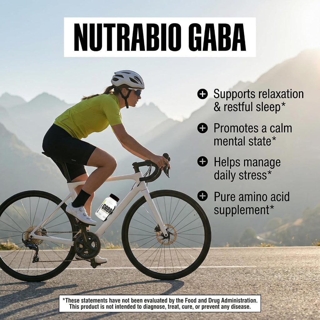 NutraBio 100% Pure GABA Supplement (Gamma-Aminobutyric Acid), 500mg - May Help with Healthy Sleep and Relaxation, 90 Capsules